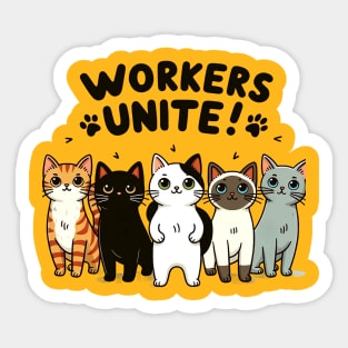 "Workers Unite!" Cat Collective Design Sticker